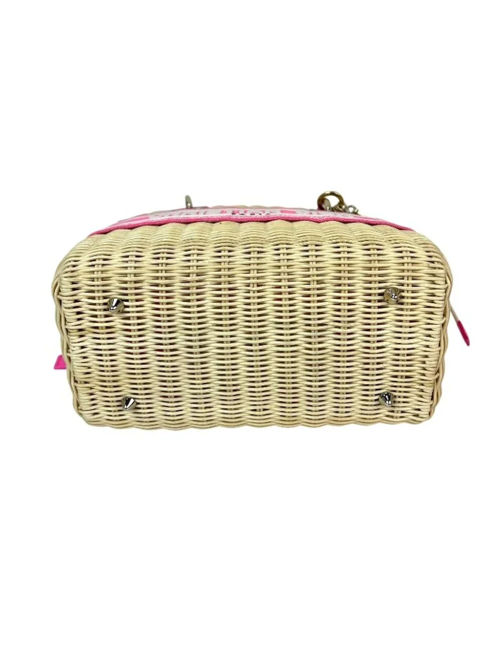 Christian Wicker Oblique Fluorescent Pink Medium Lady Bag